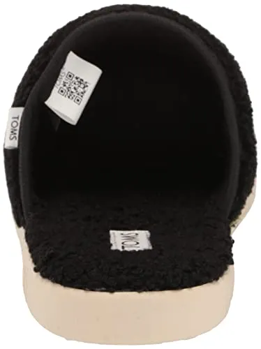 10018750 TOMS HARBOR SLIPPERS MENS BLACK FURRY MULES COMFORT SIZE 10 BLACK FAUX - Like New