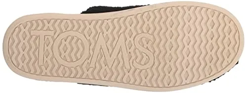10018750 TOMS HARBOR SLIPPERS MENS BLACK FURRY MULES COMFORT SIZE 10 BLACK FAUX - Like New