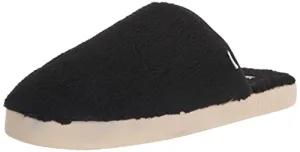 10018750 TOMS HARBOR SLIPPERS MENS BLACK FURRY MULES COMFORT SIZE 10 BLACK FAUX - Like New