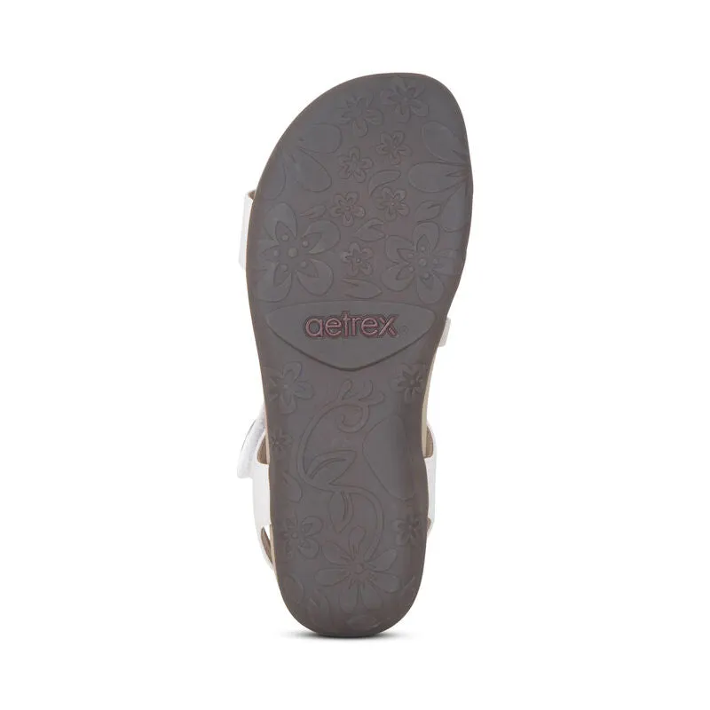 Aetrex Jess Adjustable Quarter Strap White Women's Sandal