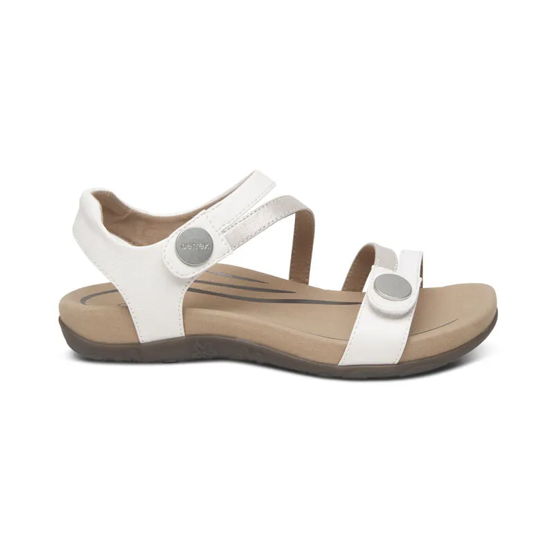 Aetrex Jess Adjustable Quarter Strap White Women's Sandal