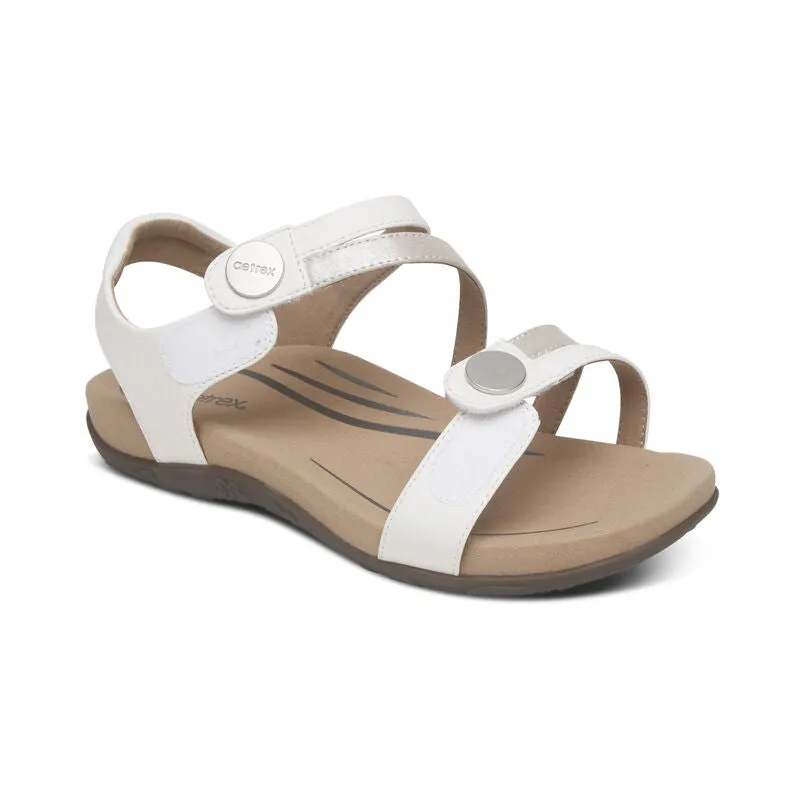 Aetrex Jess Adjustable Quarter Strap White Women's Sandal