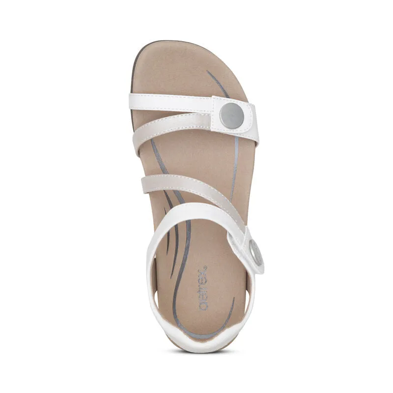 Aetrex Jess Adjustable Quarter Strap White Women's Sandal