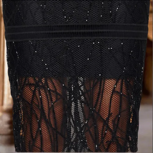 Bamboo Inspired Embroidered Pencil Skirt