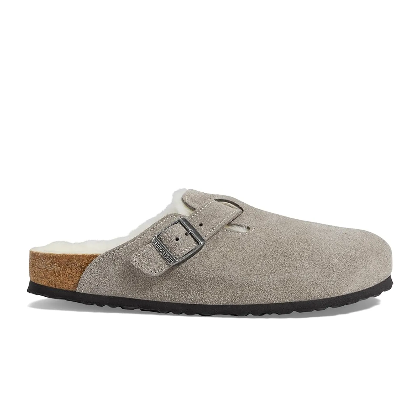 Birkenstock Boston Clog (Women) - Stone Coin Suede/Natural Shearling