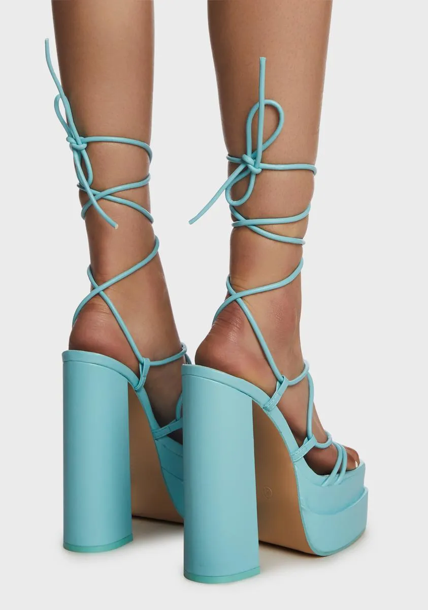 Blue Glow Girl Block Heels