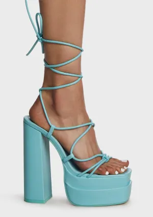 Blue Glow Girl Block Heels