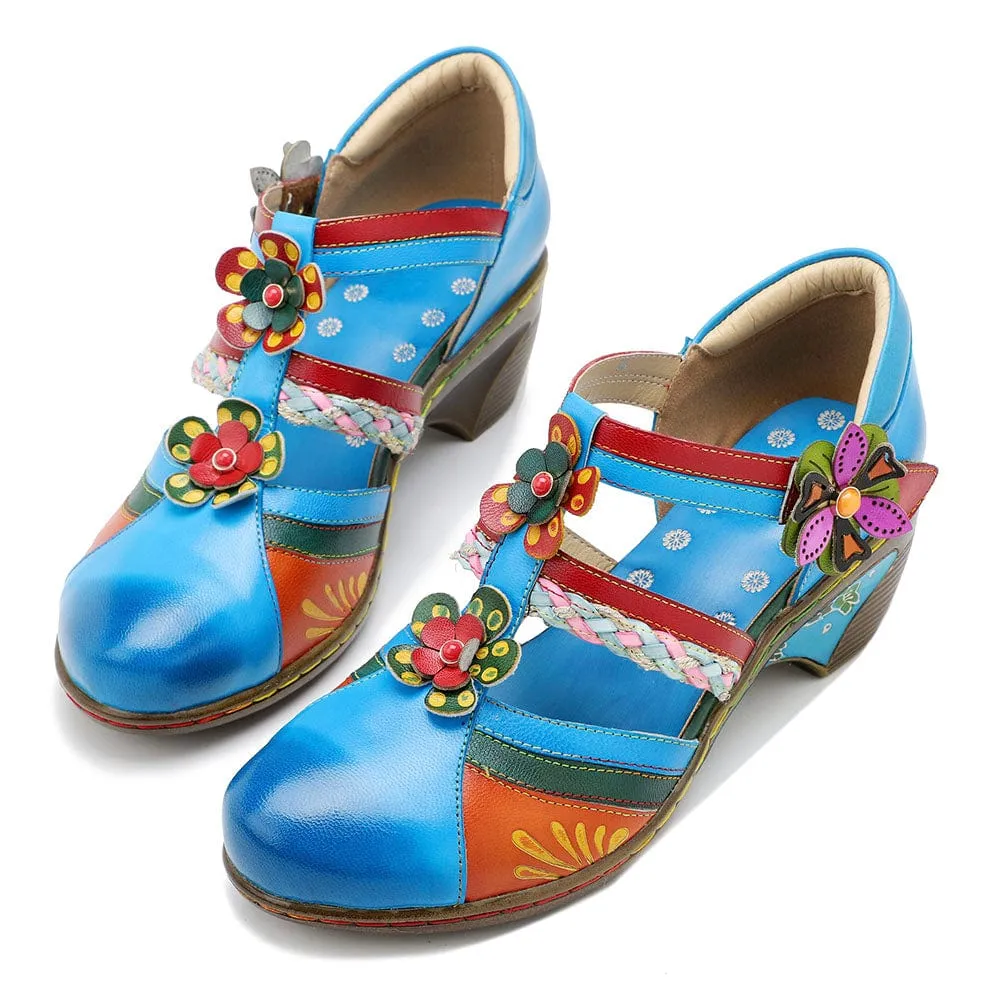 Bohemian Genuine Leather Stitching Non-slip Breathable Sandals