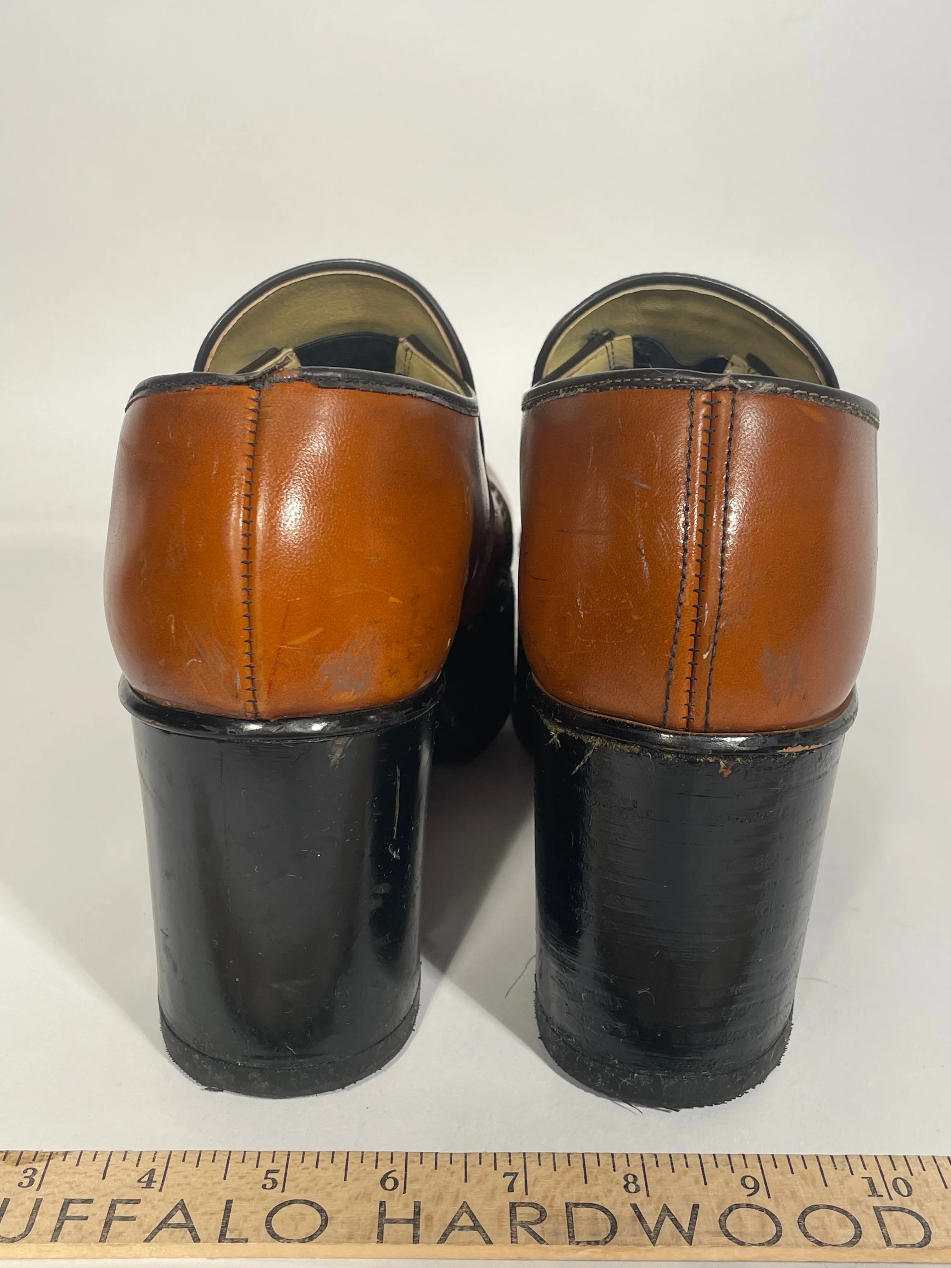 Brown Leather 4” Platform Shoes Size 11.5