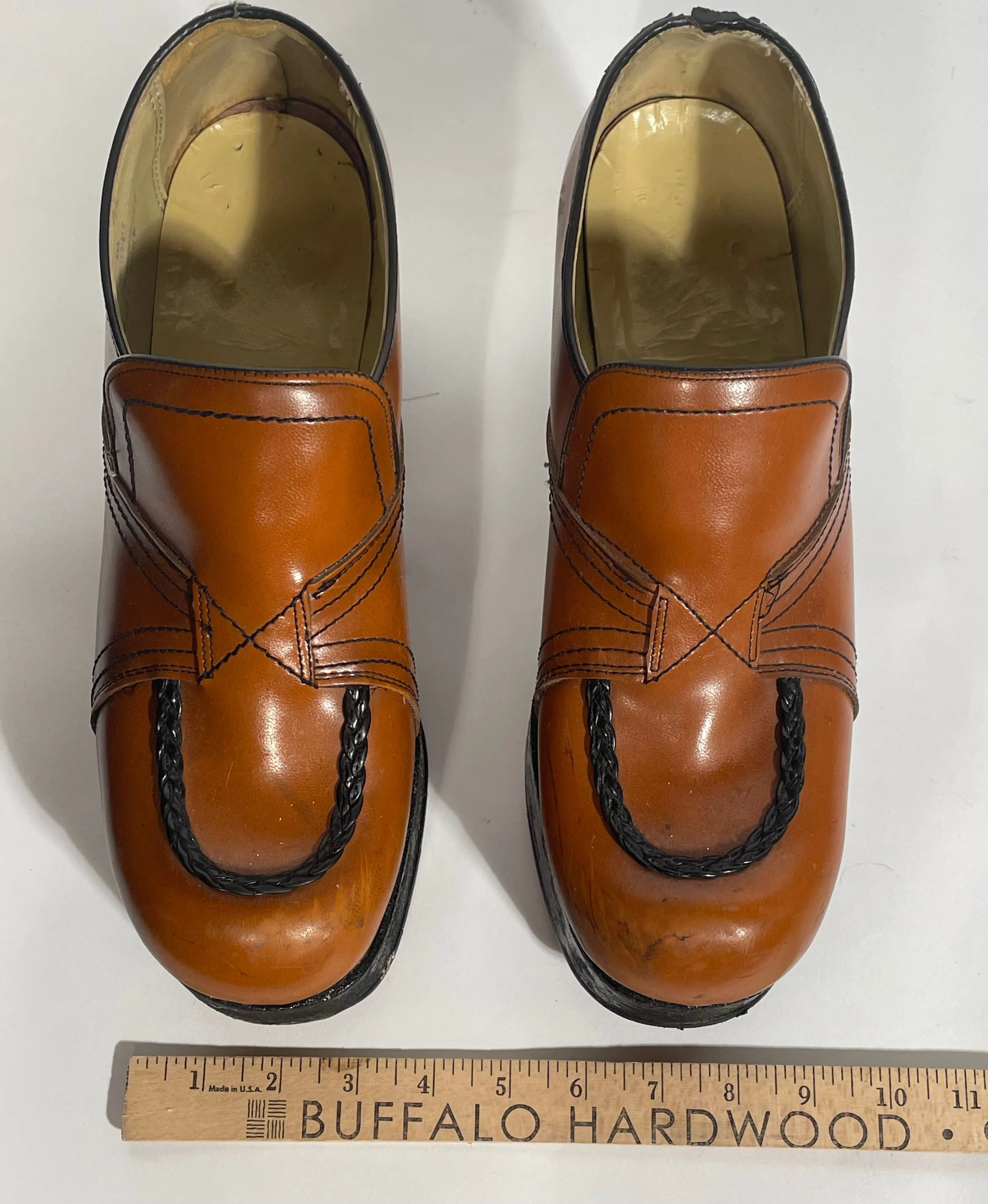 Brown Leather 4” Platform Shoes Size 11.5
