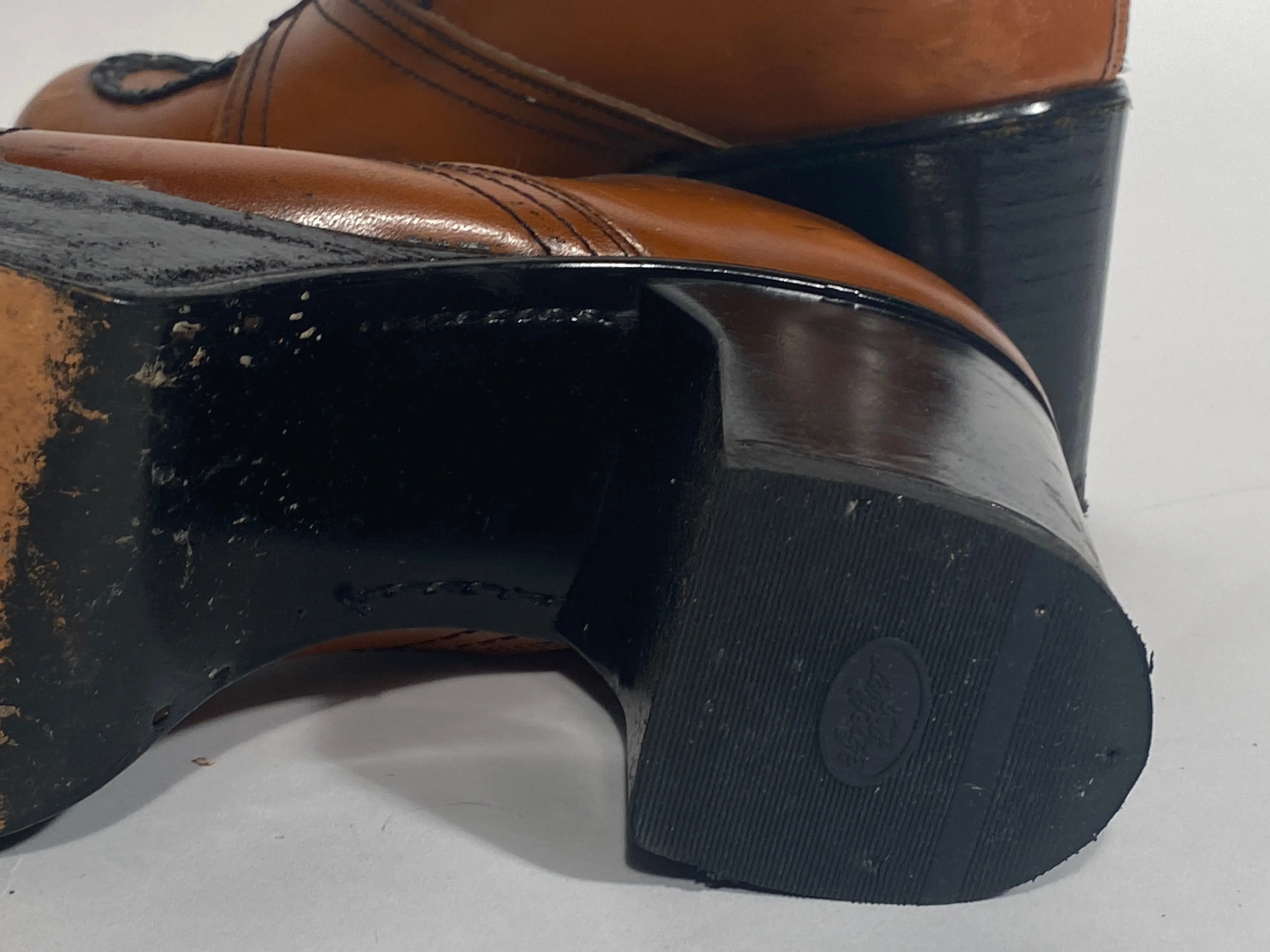 Brown Leather 4” Platform Shoes Size 11.5