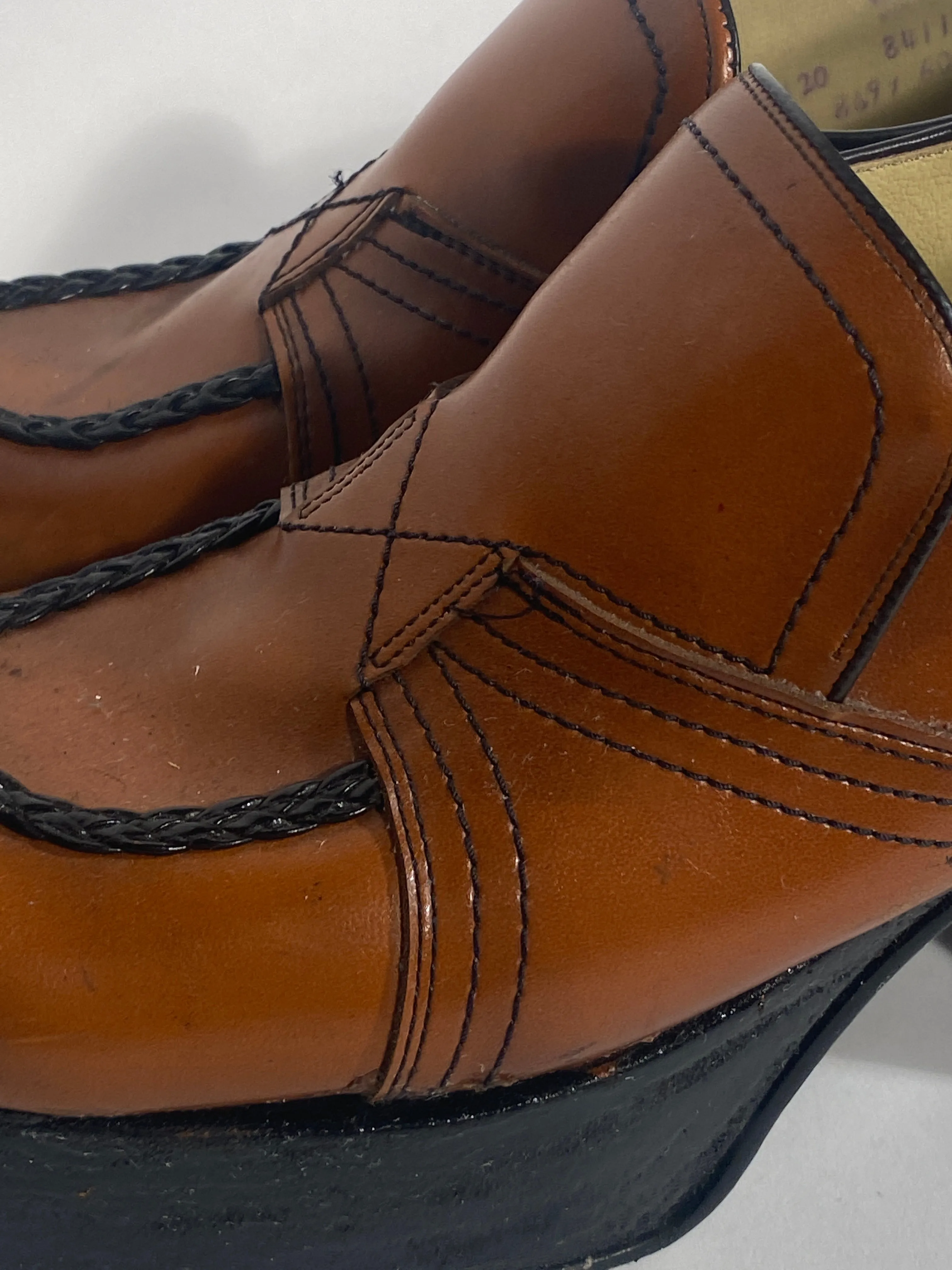 Brown Leather 4” Platform Shoes Size 11.5