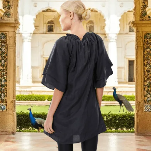 Double Sleeved Sand Washed Silk Top