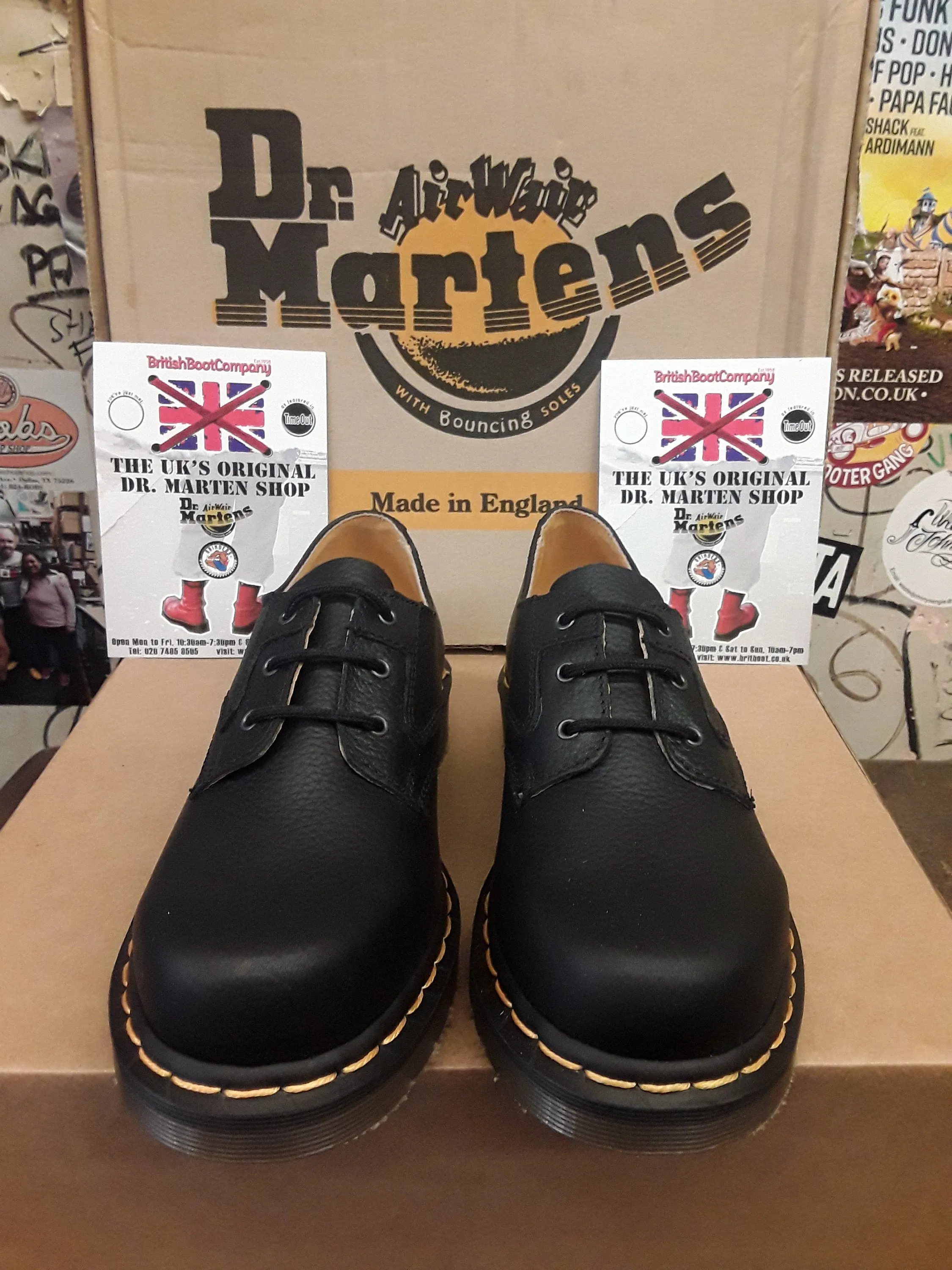 Dr Martens vintage Made in England Black 3 hole Soft leather Size 2 -5