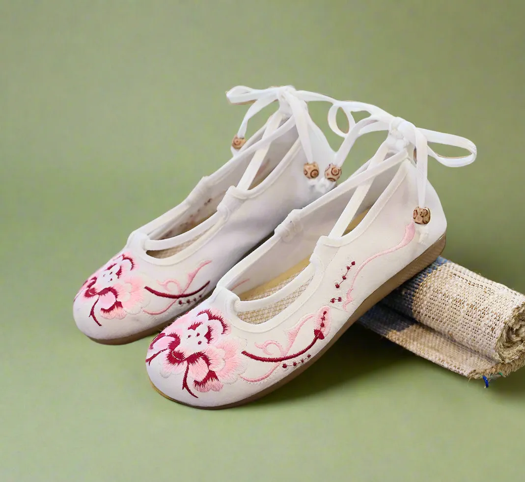 Fairycore Lace-Up Pink Blossom Shoes