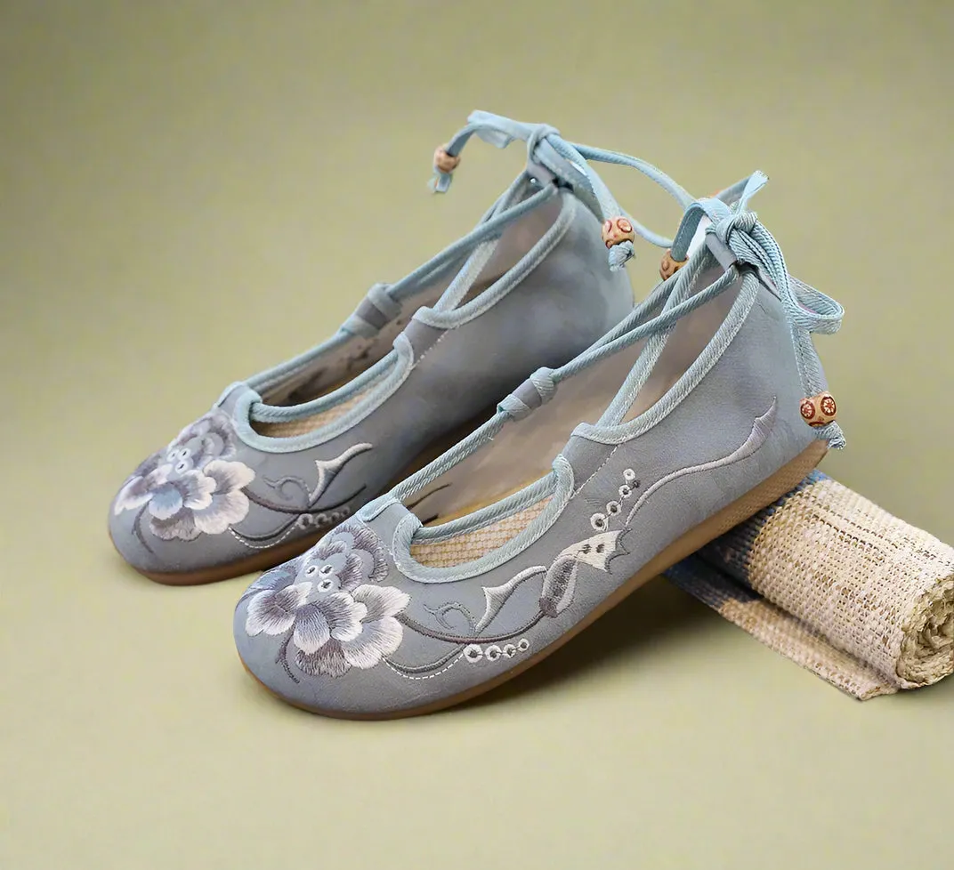 Fairycore Lace-Up Pink Blossom Shoes