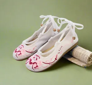 Fairycore Lace-Up Pink Blossom Shoes