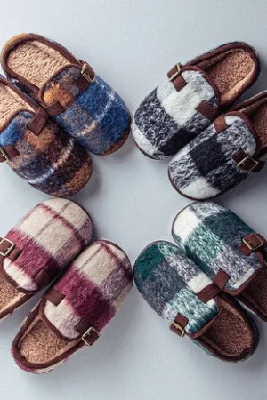 Fuzzy Plaid Mules Fuzzy Plaid Mules