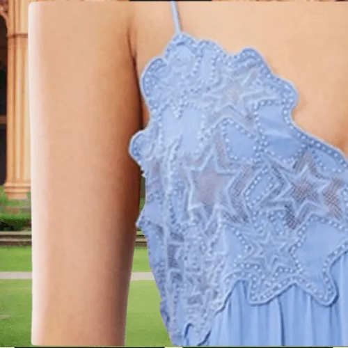 High Waisted Embroidered Long Tail Dress
