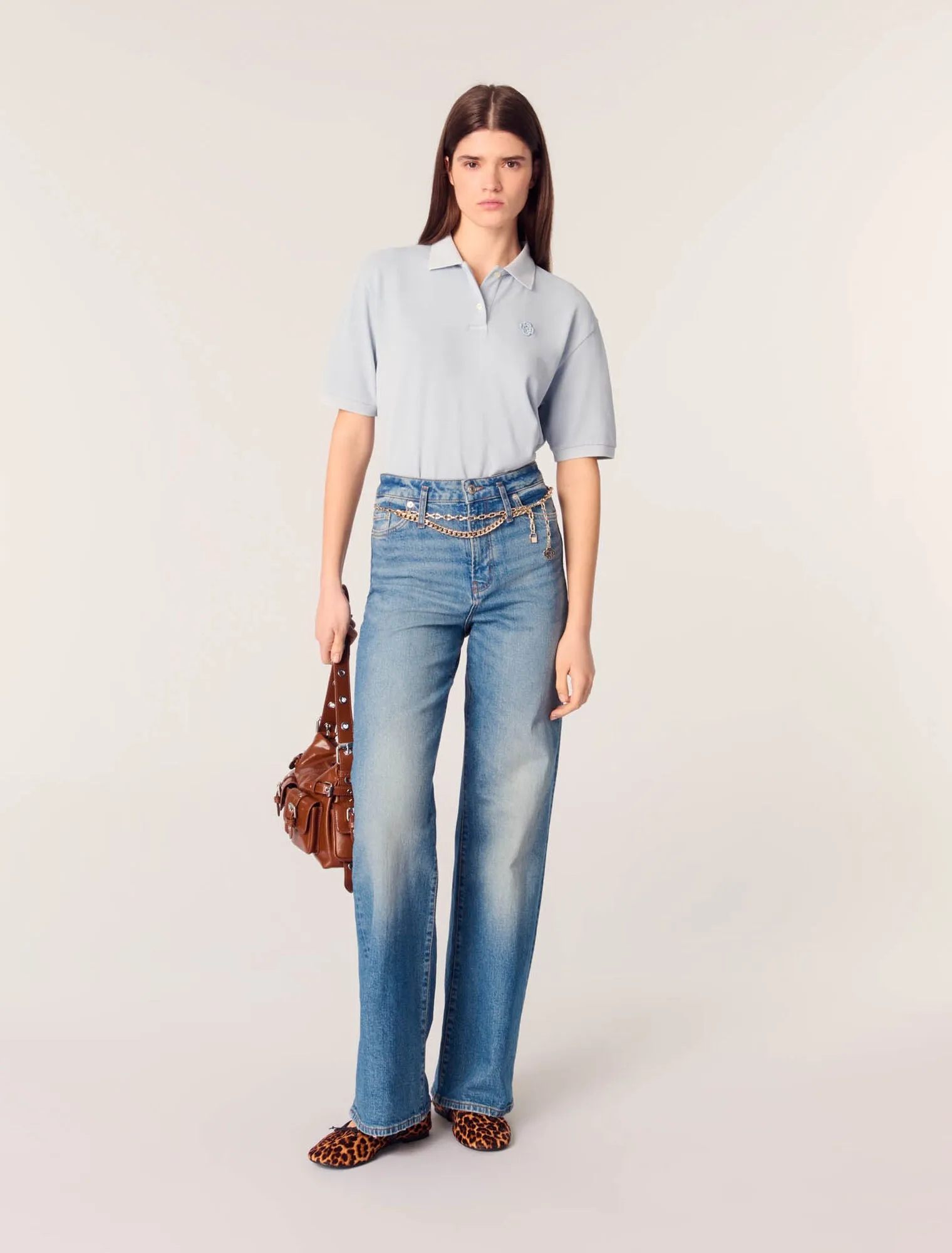 Jeans with chain-link belt