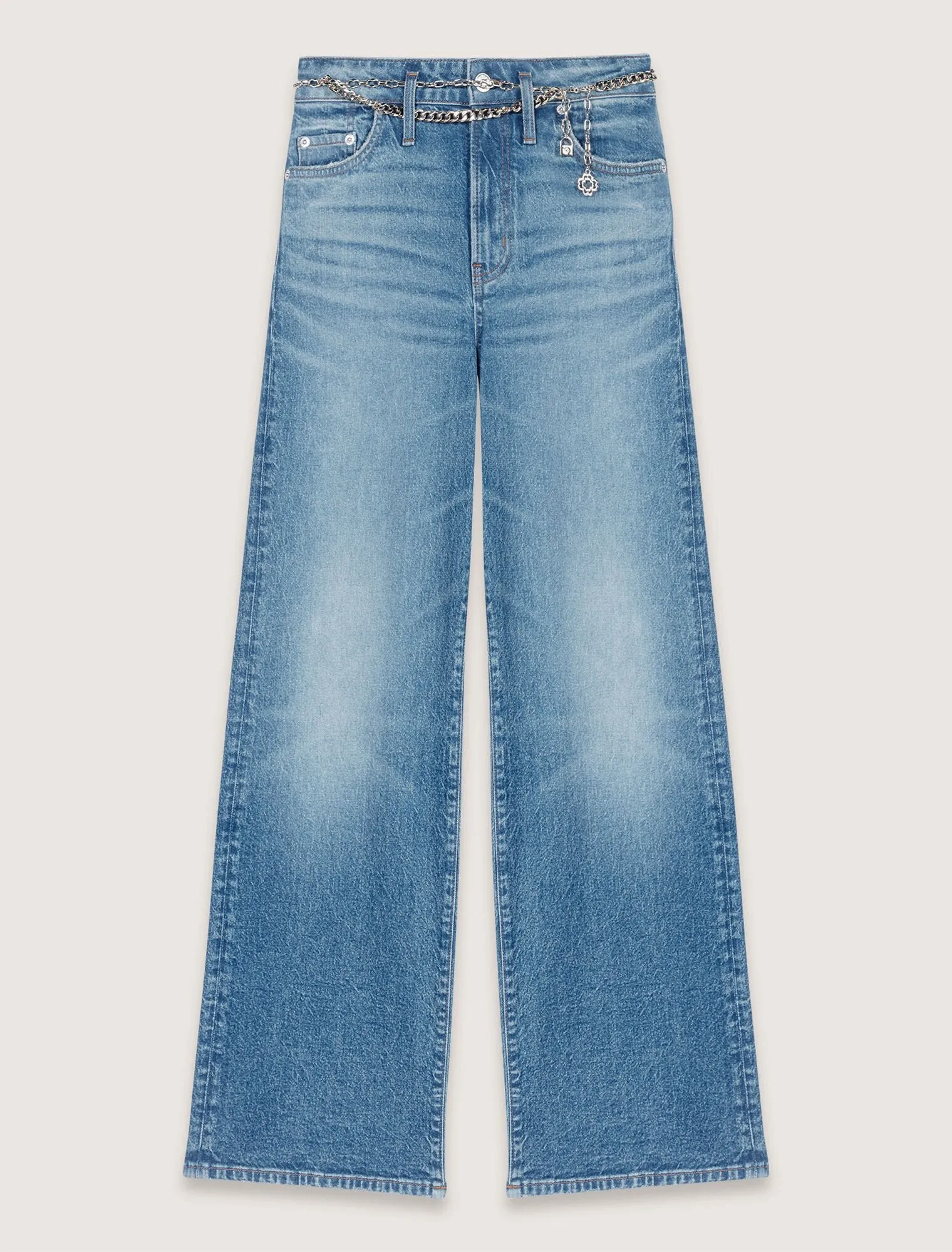 Jeans with chain-link belt