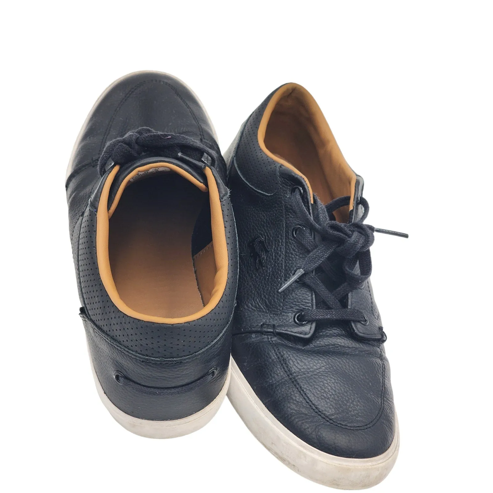 Lacoste Shoes Bayliss Sneakers Mens Size 10 Black Leather Low Top Lace Up Vulc