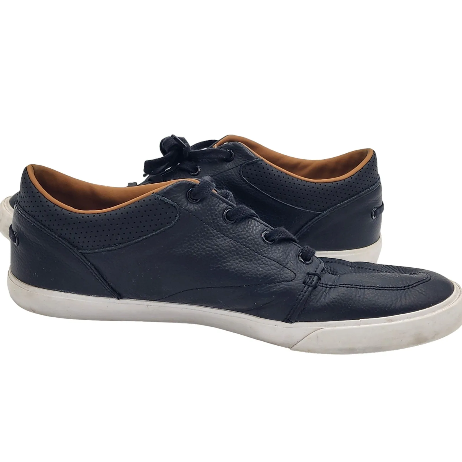 Lacoste Shoes Bayliss Sneakers Mens Size 10 Black Leather Low Top Lace Up Vulc