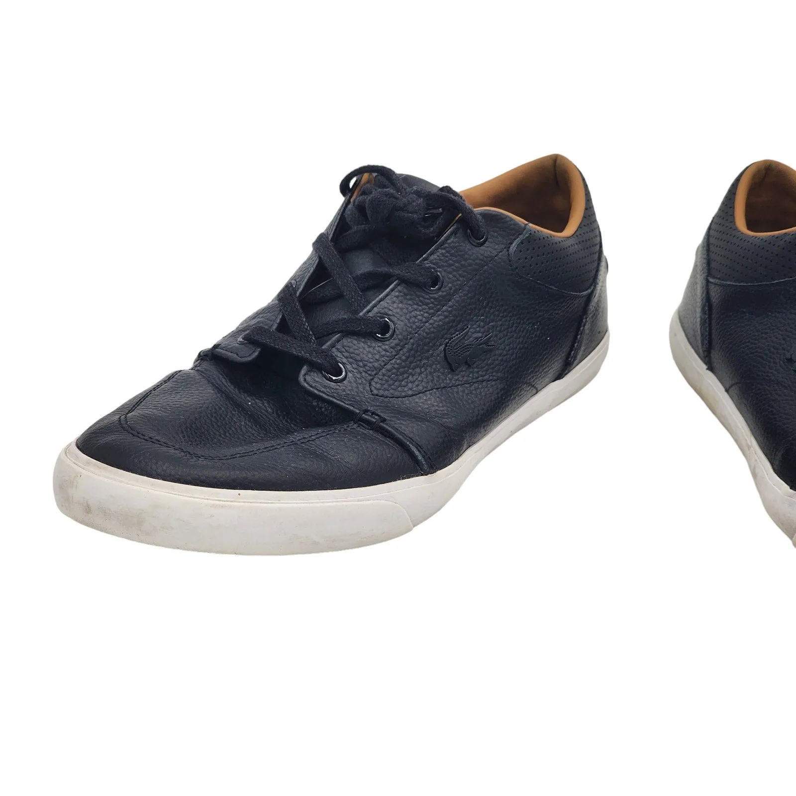 Lacoste Shoes Bayliss Sneakers Mens Size 10 Black Leather Low Top Lace Up Vulc