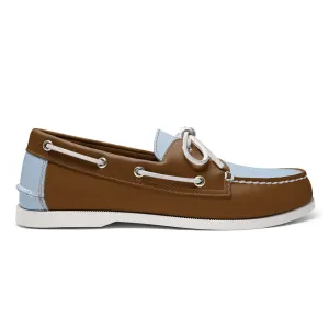Men’s 2 Eyelet LE Boat Shoe: Lt Brown/Lt Blue