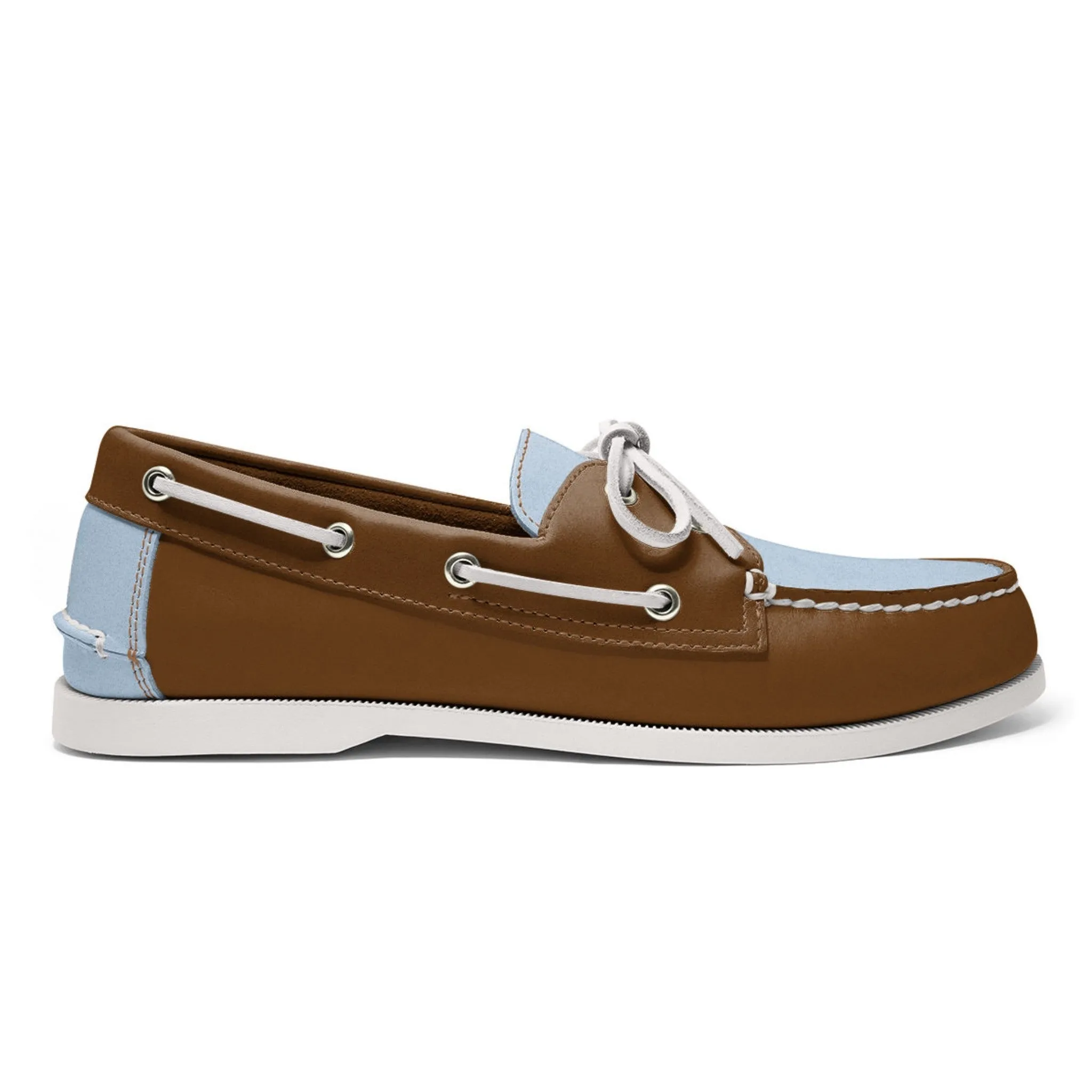 Men’s 2 Eyelet LE Boat Shoe: Lt Brown/Lt Blue