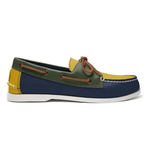 Men’s 2 Eyelet LE Boat Shoe: Navy/Gold/Brown