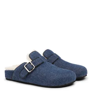 Nesso Denim - Mules with curly shearling