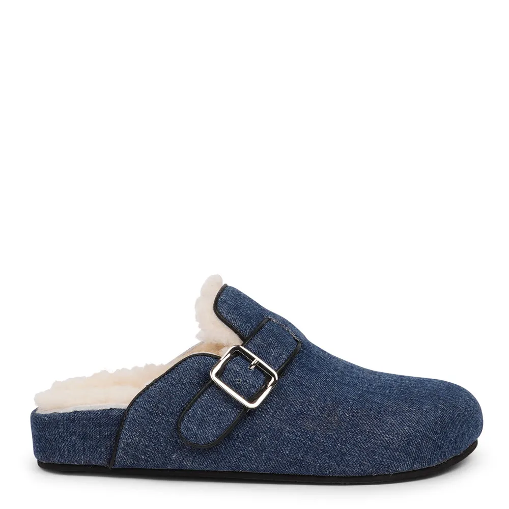 Nesso Denim - Mules with curly shearling