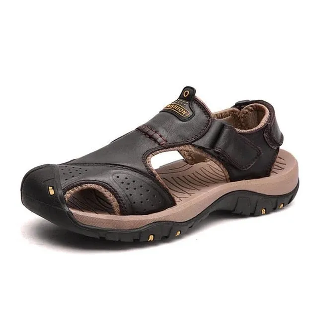 Summer Outdoor Men Sandals Breathable Genuine Leather