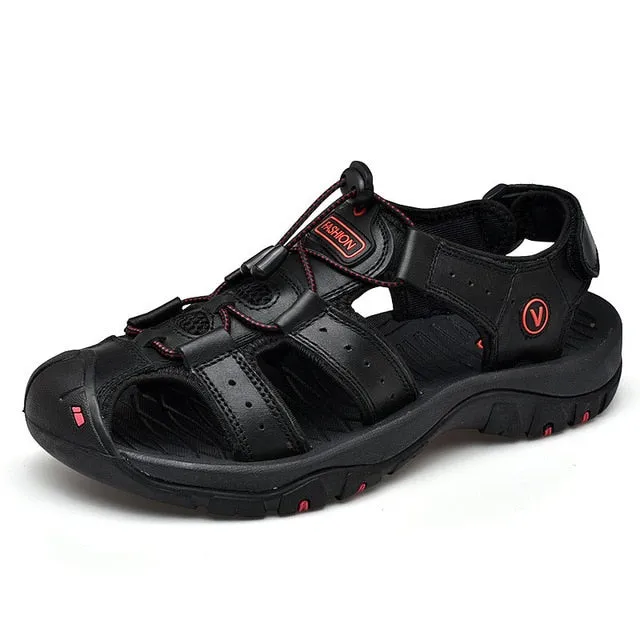 Summer Outdoor Men Sandals Breathable Genuine Leather